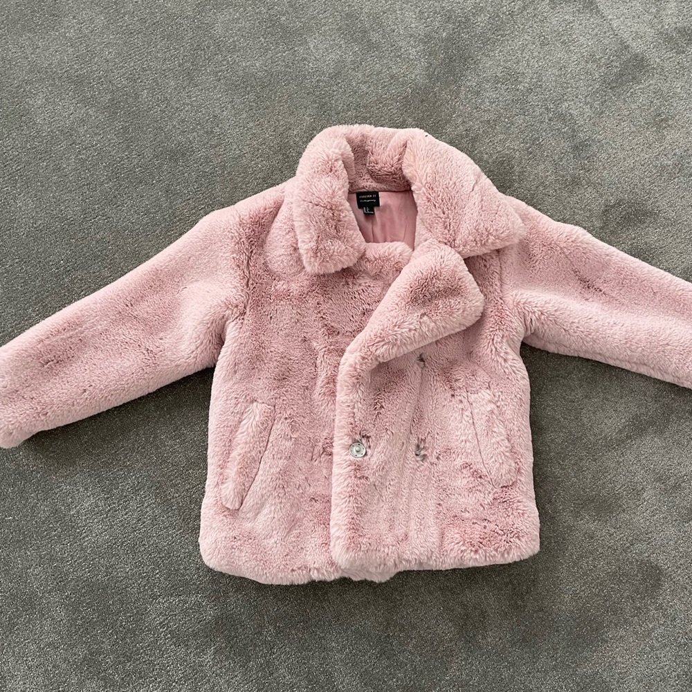 Oversized Pink Faux Fur Coat